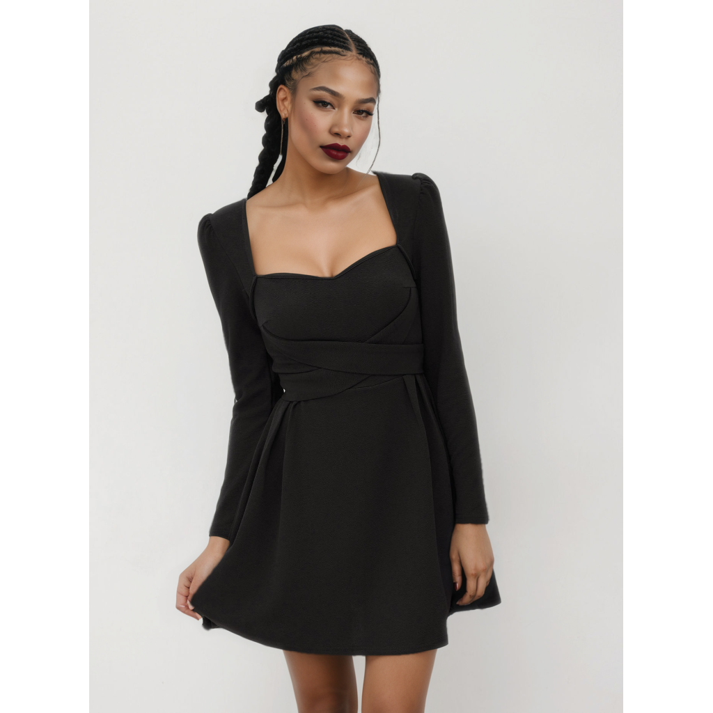 Square Neck Ruffle Mini Dress