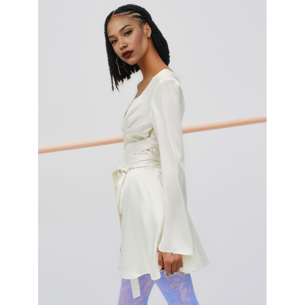 Satin Square neck Mini Dress