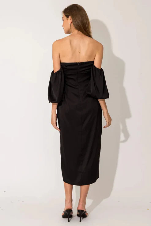 Off Shoulder Puff sleeve Midi dress