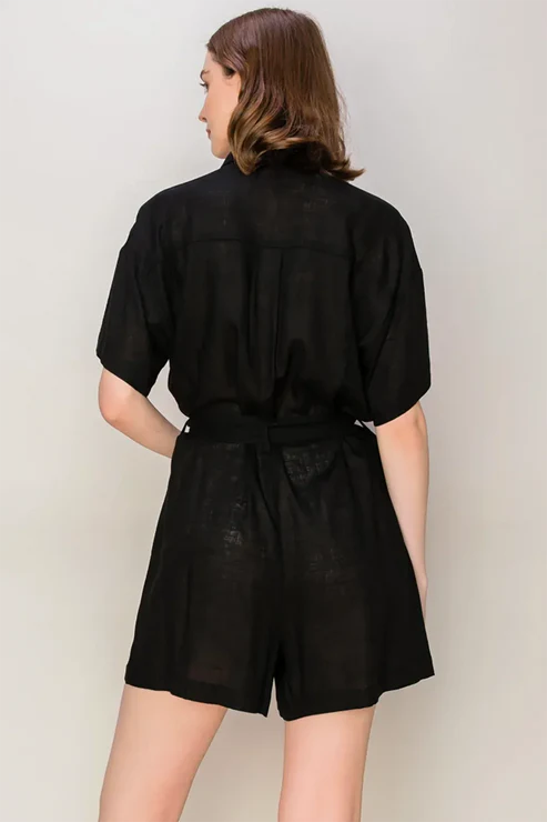 Button-up Belted Utility Romper